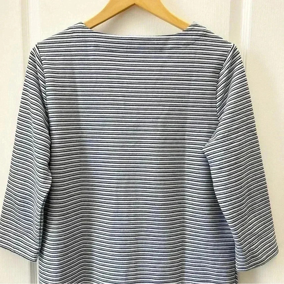 Northern Reflections Top  V-Neck Nautical Tie Front Blue White Stripes Medium - Picture 7 of 15